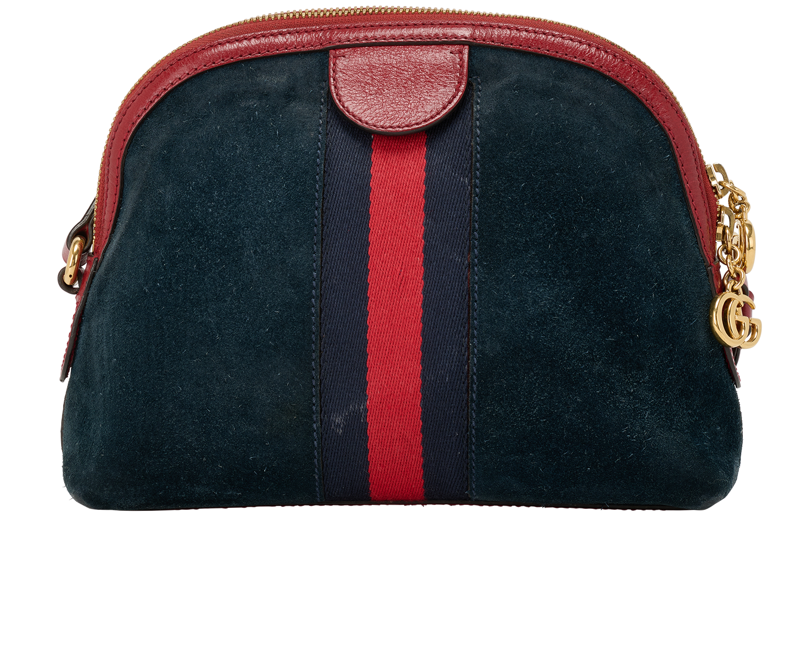 Small Ophidia Dome, &pound;650, Handbags, Navy/Red, Suede, Back view